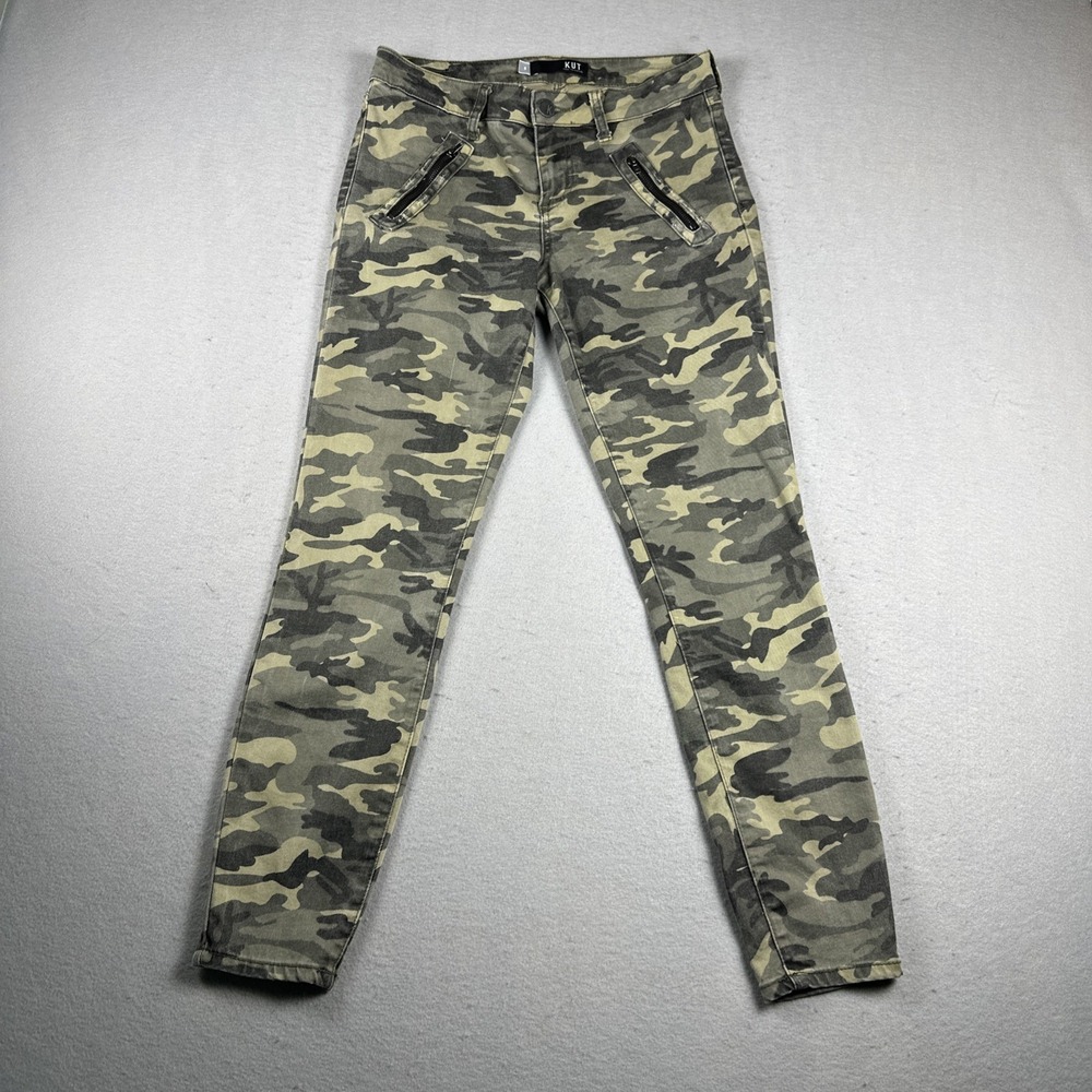 KUT from the Kloth Jeans Women 6 Green Camo Connie Ankle Skinny‎ Zippers